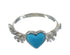 Authentic Sterling Silver Turquoise Heart Flower Ring Size 5-3/4 RX62409